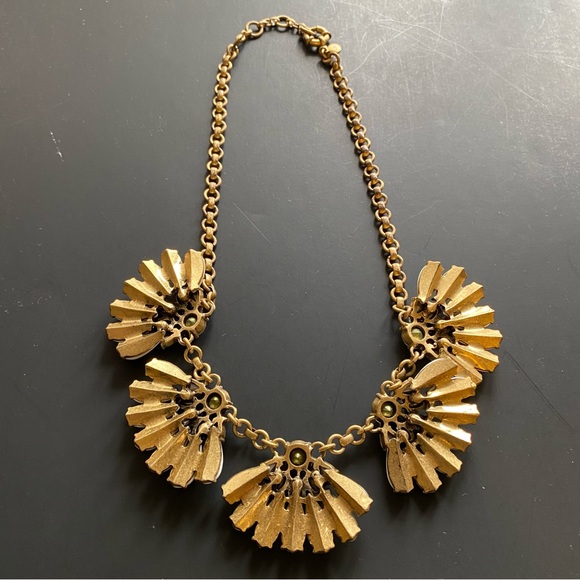 J.CREW signed Rhinestone Jeweled White fan Art Deco Bib Statement Necklace - Picture 6 of 12